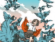 Scared pigeons